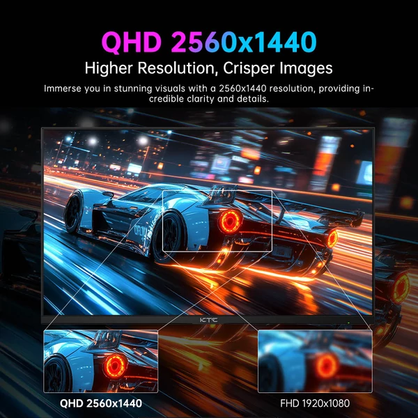 KTC H27T22 27" QHD 180Hz gamer monitor, Fast IPS, 1ms, 99% sRGB, HDR10, FreeSync/G-SYNC, HDMI, DP, USB, forgatható, VESA