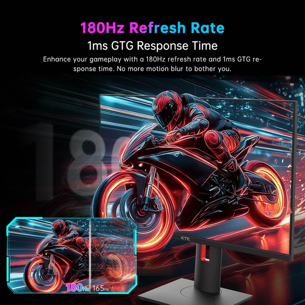 KTC H27T22 27" QHD 180Hz gamer monitor, Fast IPS, 1ms, 99% sRGB, HDR10, FreeSync/G-SYNC, HDMI, DP, USB, forgatható, VESA