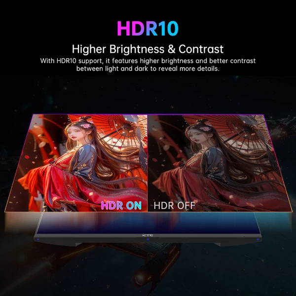 KTC H27T22 27" QHD 180Hz gamer monitor, Fast IPS, 1ms, 99% sRGB, HDR10, FreeSync/G-SYNC, HDMI, DP, USB, forgatható, VESA