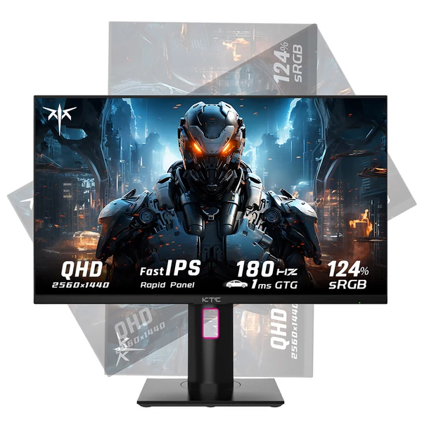 KTC H27T22 27" QHD 180Hz gamer monitor, Fast IPS, 1ms, 99% sRGB, HDR10, FreeSync/G-SYNC, HDMI, DP, USB, forgatható, VESA