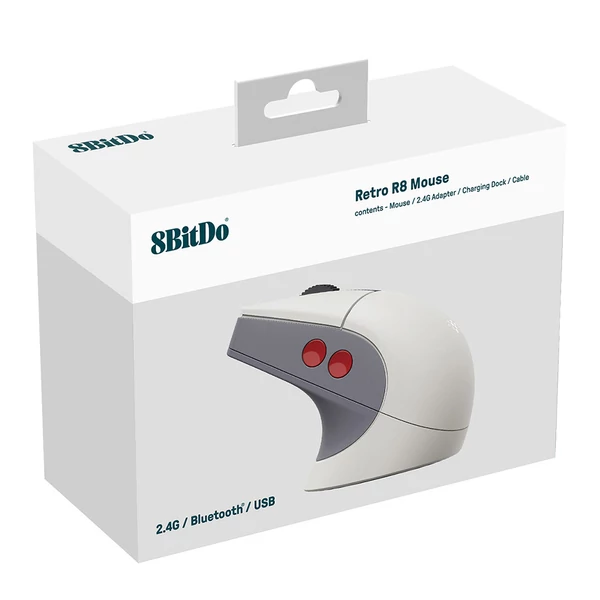 8BitDo Retro R8 egér N kiadás, 3 csatlakozási mód, PAW 3395 szenzor, programozható gombok