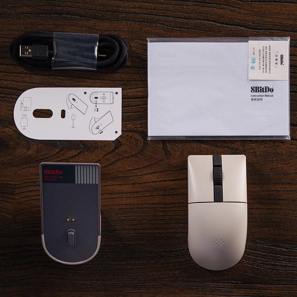 8BitDo Retro R8 egér N kiadás, 3 csatlakozási mód, PAW 3395 szenzor, programozható gombok