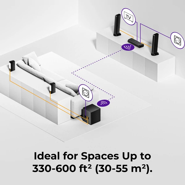 Ultimea Apollo S90 9.1 csatornás soundbar, Dolby Atmos, 470W, RGB, app vezérlés, 121 EQ, Bluetooth 5.3, levehető kialakítás