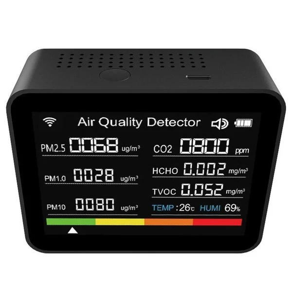 2C08 13 az 1-ben Tuya WIFI levegőminőség-ellenőrző - Fekete