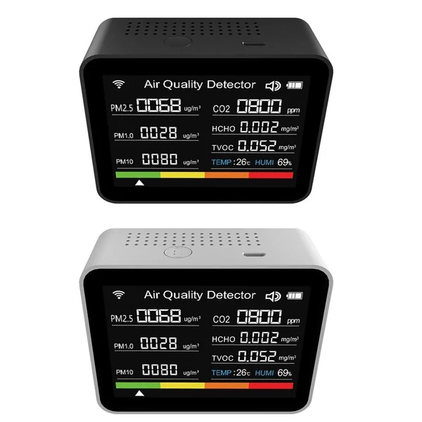 2C08 13 az 1-ben Tuya WIFI levegőminőség-ellenőrző - Fehér