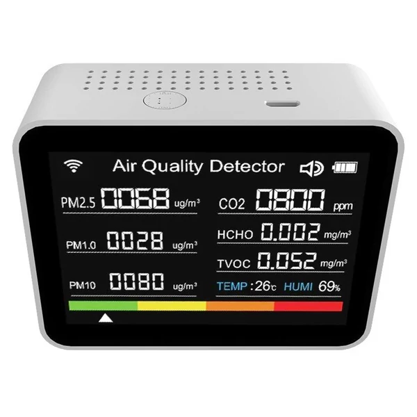 2C08 13 az 1-ben Tuya WIFI levegőminőség-ellenőrző - Fehér