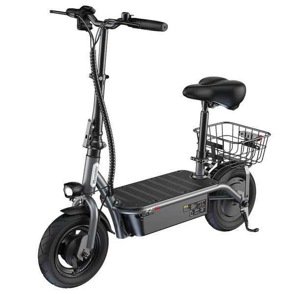 iScooter F2 elektromos roller üléssel, hátsó kosárral, 500W motor, 36V 7.8Ah akkumulátor, 10" gumi, 30km/h, 30km hatótáv