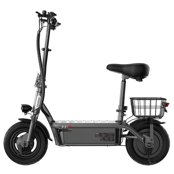 iScooter F2 elektromos roller üléssel, hátsó kosárral, 500W motor, 36V 7.8Ah akkumulátor, 10" gumi, 30km/h, 30km hatótáv