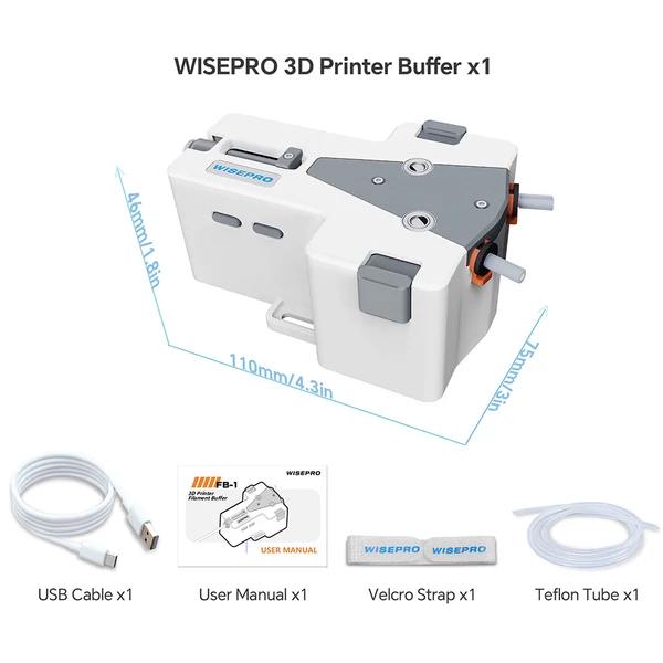 WISEPRO 3D nyomtatószál buffer, 1,75mm PLA/ABS, Creality és Anycubic Kobra modellekhez kompatibilis