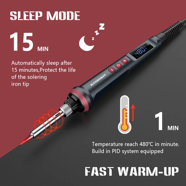 Handskit 927 90W forrasztópáka készlet, állítható 180-480°C, LED kijelző, 5 hegy, ón, állvány