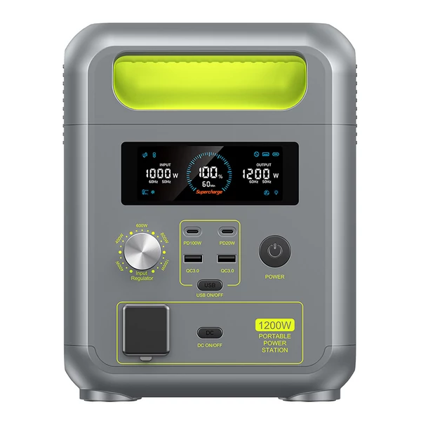 FOSSiBOT F1200 hordozható erőmű, 1024Wh, 1200W, 3 LED mód, 7 kimenet, BMS, <10ms átkapcsolás, LiFePO4, 4000+ ciklus