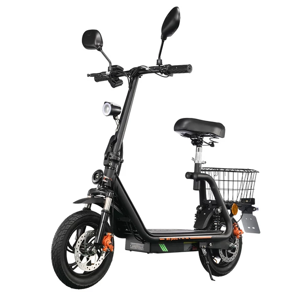 TWOFISH M5 PRO-E EEC tanúsított elektromos robogó üléssel, kosárral, 500W motor, 48V 13Ah, 40km/h, 30km hatótáv - Fekete