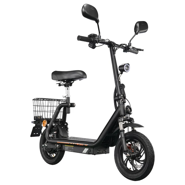 TWOFISH M5 PRO-E EEC tanúsított elektromos robogó üléssel, kosárral, 500W motor, 48V 13Ah, 40km/h, 30km hatótáv - Fekete