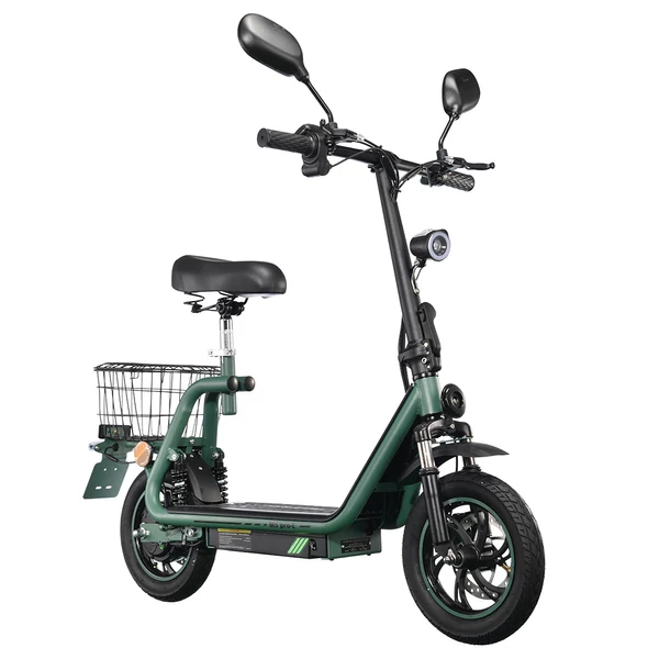 TWOFISH M5 PRO-E EEC tanúsított elektromos robogó üléssel, kosárral, 500W motor, 48V 13Ah, 40km/h, 30km hatótáv - Zöld