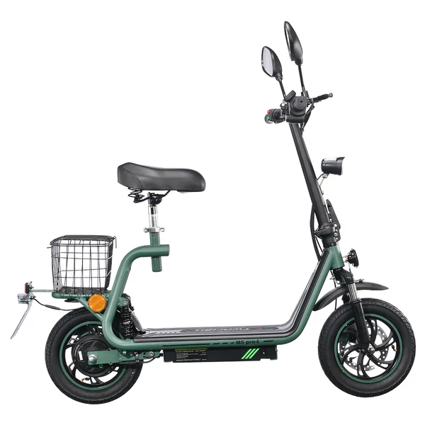 TWOFISH M5 PRO-E EEC tanúsított elektromos robogó üléssel, kosárral, 500W motor, 48V 13Ah, 40km/h, 30km hatótáv - Zöld