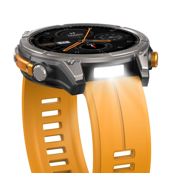 Zeblaze Stratos 4 strapabíró okosóra, 1,43" AMOLED, 6 műholdas GPS, egészségfigyelés, 170+ sportmód, 60 napos üzemidő, BT hívás – Narancs