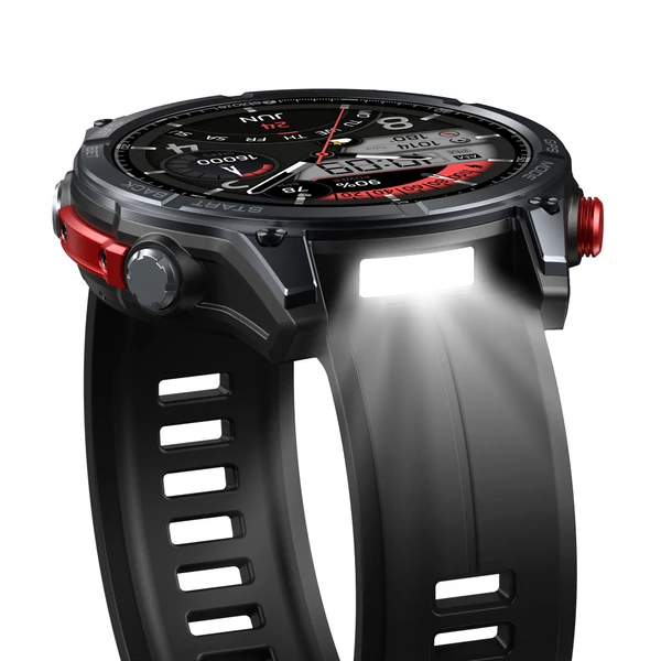 Zeblaze Stratos 4 strapabíró okosóra, 1,43" AMOLED, 6 műholdas GPS, egészségfigyelés, 170+ sportmód, 60 napos üzemidő, BT hívás – Fekete