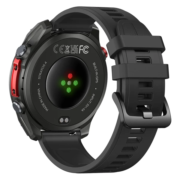 Zeblaze Stratos 4 strapabíró okosóra, 1,43" AMOLED, 6 műholdas GPS, egészségfigyelés, 170+ sportmód, 60 napos üzemidő, BT hívás – Fekete