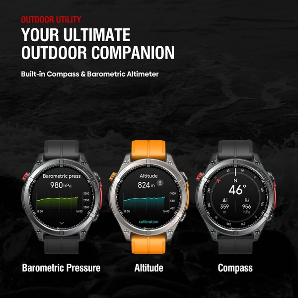 Zeblaze Stratos 4 strapabíró okosóra, 1,43" AMOLED, 6 műholdas GPS, egészségfigyelés, 170+ sportmód, 60 napos üzemidő, BT hívás – Fekete