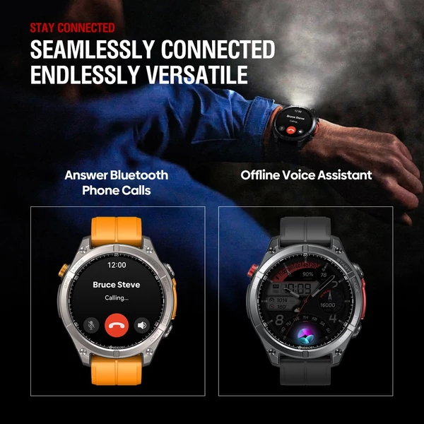 Zeblaze Stratos 4 strapabíró okosóra, 1,43" AMOLED, 6 műholdas GPS, egészségfigyelés, 170+ sportmód, 60 napos üzemidő, BT hívás – Fekete
