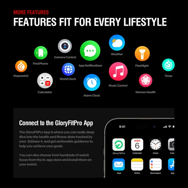 Zeblaze Stratos 4 strapabíró okosóra, 1,43" AMOLED, 6 műholdas GPS, egészségfigyelés, 170+ sportmód, 60 napos üzemidő, BT hívás – Fekete