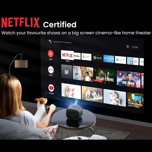 [Netflix & Android TV tanúsított] ETOE E3 Pro projektor, Dolby, natív 1080P, 600 ANSI, Android TV 11, 5G WiFi, 4K, HDMI