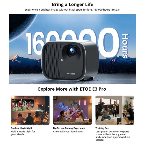[Netflix & Android TV tanúsított] ETOE E3 Pro projektor, Dolby, natív 1080P, 600 ANSI, Android TV 11, 5G WiFi, 4K, HDMI