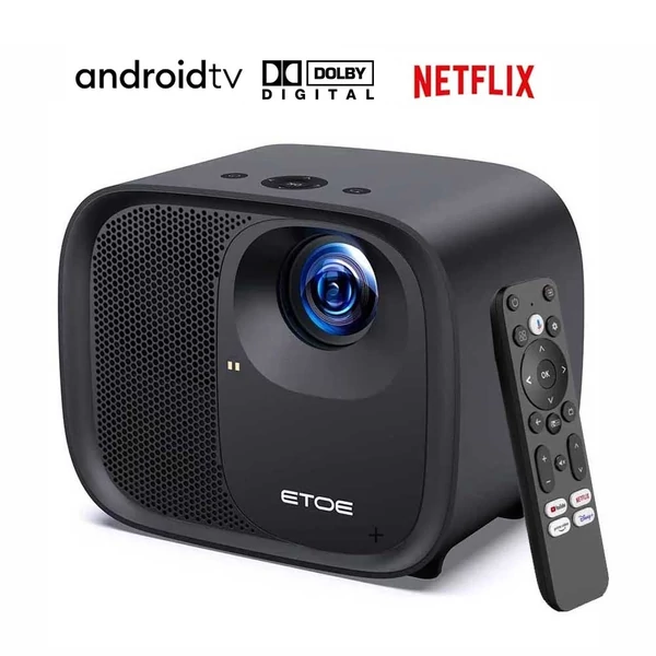 [Netflix & Android TV tanúsított] ETOE E3 Pro projektor, Dolby, natív 1080P, 600 ANSI, Android TV 11, 5G WiFi, 4K, HDMI