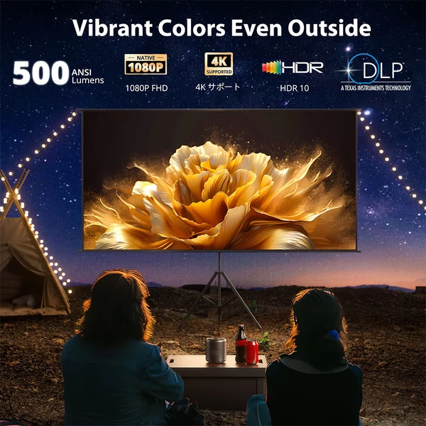 [Google TV tanúsítvánnyal] ETOE Dolphin DLP projektor, 500 ANSI lumen, natív 1080P, 4K UHD, autofókusz, Netflix/YouTube/Prime Video
