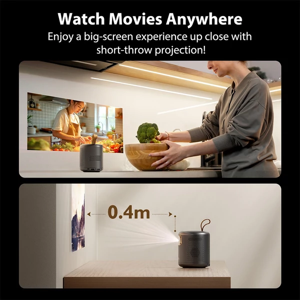 [Google TV tanúsítvánnyal] ETOE Dolphin DLP projektor, 500 ANSI lumen, natív 1080P, 4K UHD, autofókusz, Netflix/YouTube/Prime Video