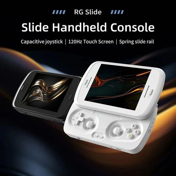 ANBERNIC RG Slide játékkonzol, 128GB kártya, 3000+ játék, 4,7" 120Hz érintőkijelző, 8GB LPDDR4X + 128GB UFS2.2, Android 13 - Fehér