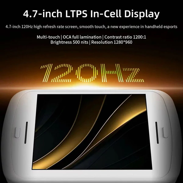 ANBERNIC RG Slide játékkonzol, 128GB kártya, 3000+ játék, 4,7" 120Hz érintőkijelző, 8GB LPDDR4X + 128GB UFS2.2, Android 13 - Fehér