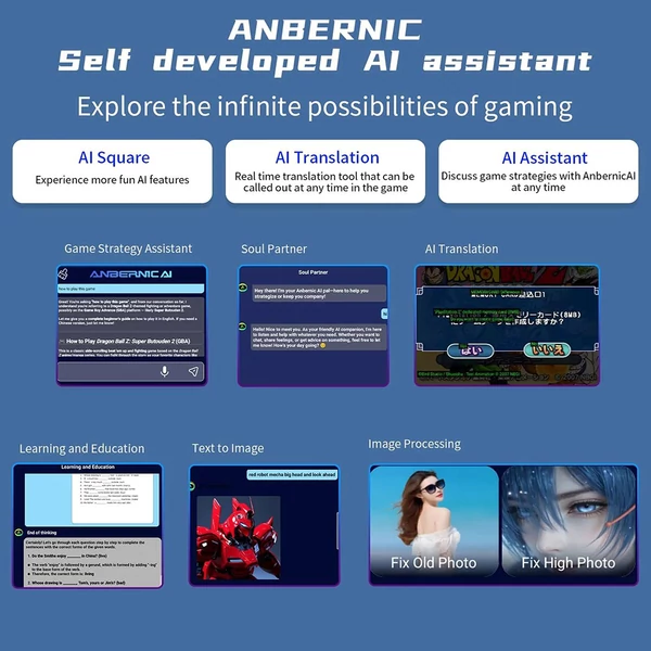 ANBERNIC RG Slide játékkonzol, 256GB kártya, 7000+ játék, 4,7" 120Hz érintőkijelző, 8GB LPDDR4X + 128GB UFS2.2, Android 13 - Fehér