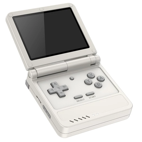 Powkiddy V90S felnyitható kézi konzol, 3,5" IPS, beépített üreges hangszóró, 64GB kártya, hangszóró, 6 óra játék, 20+ emulátor – Szürke