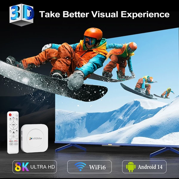 H96 Max M1 Plus Android 14 TV Box, RK3528, 4GB RAM, 128GB ROM, 8K UHD, WiFi 6, Bluetooth 5.4, 2×USB2.0, HDMI, Ethernet