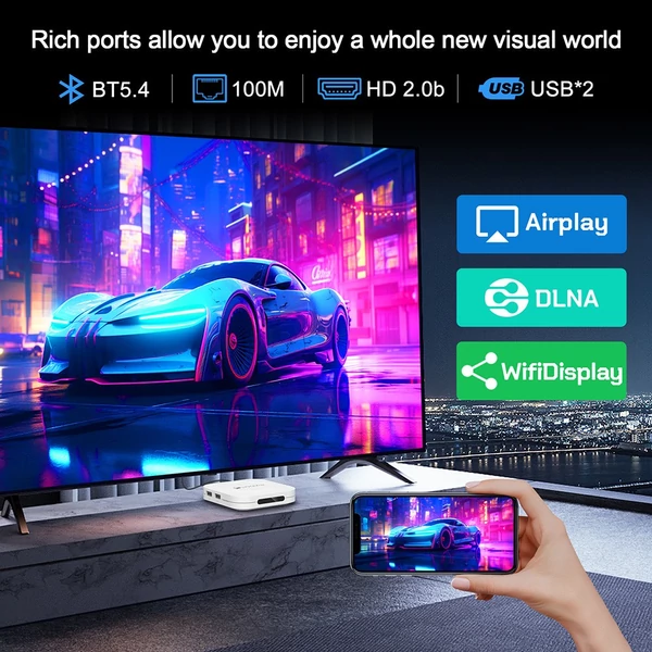 H96 Max M1 Plus Android 14 TV Box, RK3528, 4GB RAM, 32GB ROM, 8K UHD, WiFi 6, Bluetooth 5.4, 2×USB2.0, HDMI, Ethernet