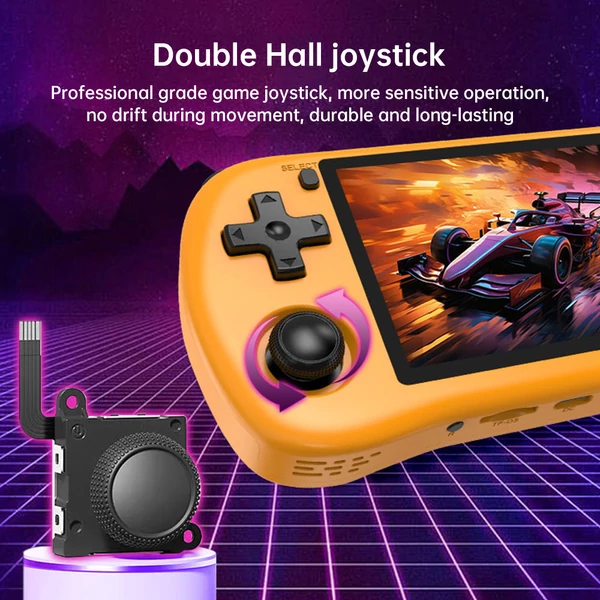 Powkiddy X35H kézikonzol, 3,5" IPS kijelző, 16+64GB TF kártya, Linux, 6 óra játékidő, HDMI -Narancs