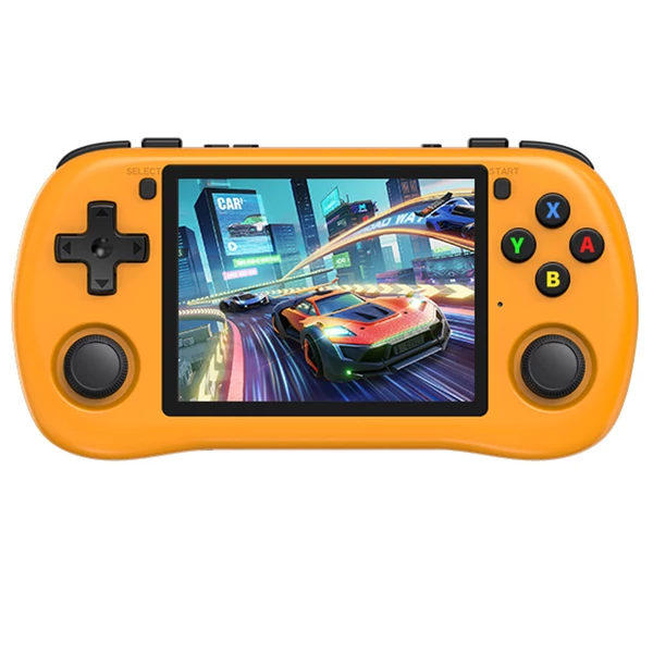 Powkiddy X35H kézikonzol, 3,5" IPS kijelző, 16+64GB TF kártya, Linux, 6 óra játékidő, HDMI -Narancs
