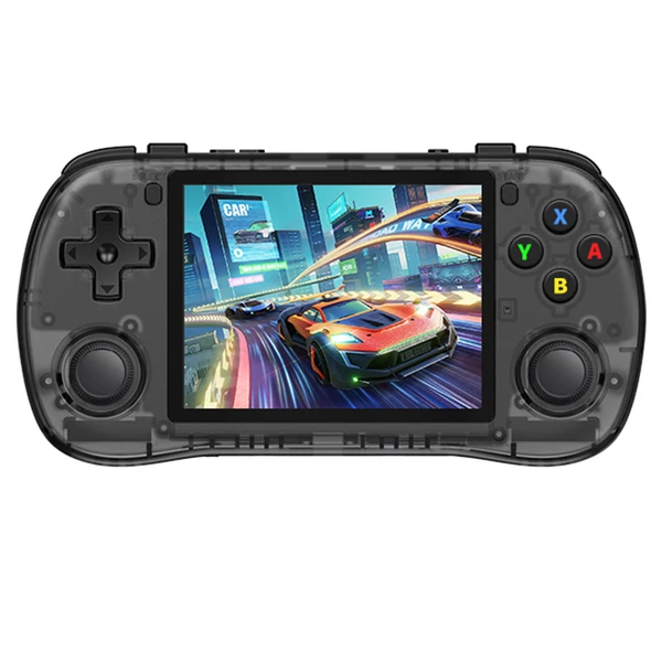 Powkiddy X35H kézikonzol, 3,5" IPS kijelző, 16+64GB TF kártya, Linux, 6 óra játékidő, HDMI - Fekete