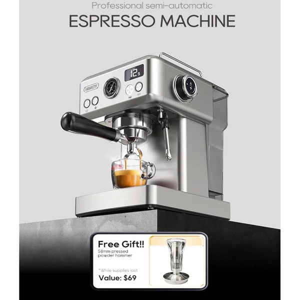 HiBREW H10A félautomata eszpresszó kávégép + G3 kávédaráló szett