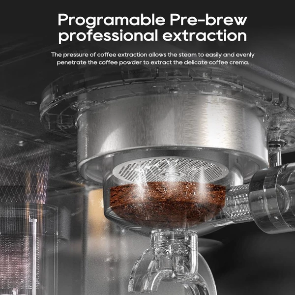 HiBREW H10A kávégép, 20 bar nyomás, állítható hőfok és csészeméret, 58mm portafilter, 1,8L víztartály - Ezüst