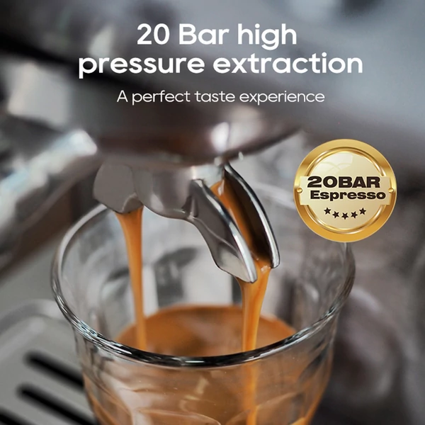 HiBREW H10A kávégép, 20 bar nyomás, állítható hőfok és csészeméret, 58mm portafilter, 1,8L víztartály - Fekete