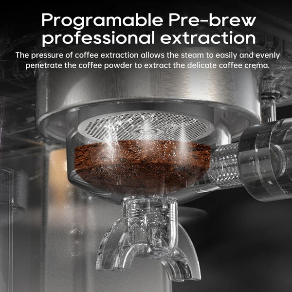 HiBREW H10A kávégép, 20 bar nyomás, állítható hőfok és csészeméret, 58mm portafilter, 1,8L víztartály - Fekete