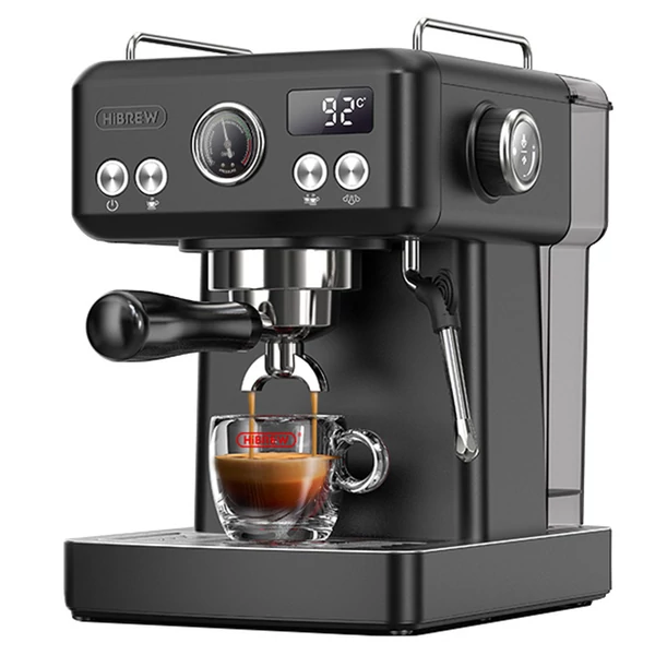 HiBREW H10A kávégép, 20 bar nyomás, állítható hőfok és csészeméret, 58mm portafilter, 1,8L víztartály - Fekete