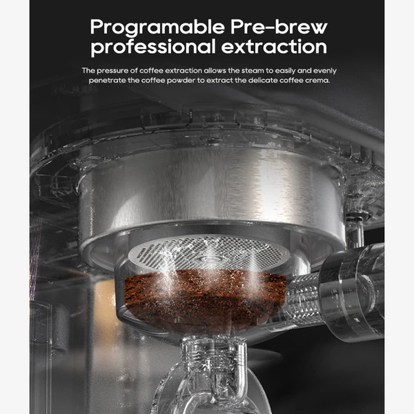 HiBREW H10A kávégép, 20 bar nyomás, állítható hőfok és csészeméret, 58mm portafilter, 1,8L víztartály - Bézs