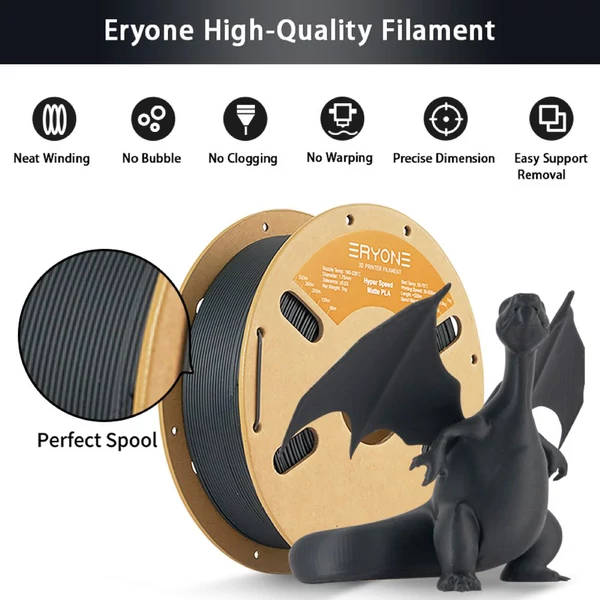 ERYONE Matte Hyper PLA filament 1 kg – Fekete