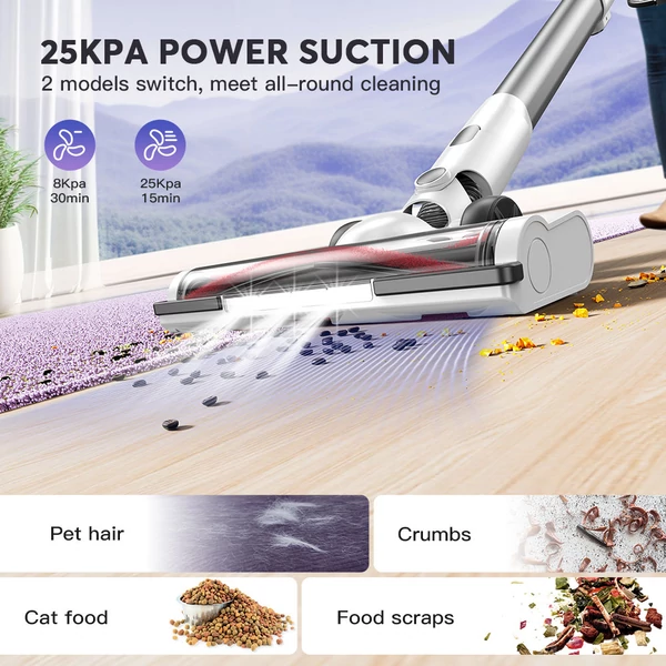 Teendow V08 Pro vezeték nélküli porszívó, 25 kPa erős szívás, 2200mAh akkumulátor
