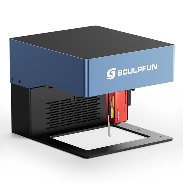 SCULPFUN iCube Pro 5W lézergravírozó, 0,06mm pont, 10000mm/perc, 32-bites vezérlő, cserélhető lencse, füstszűrő, hőriasztó, app kapcsolat, 130x130mm