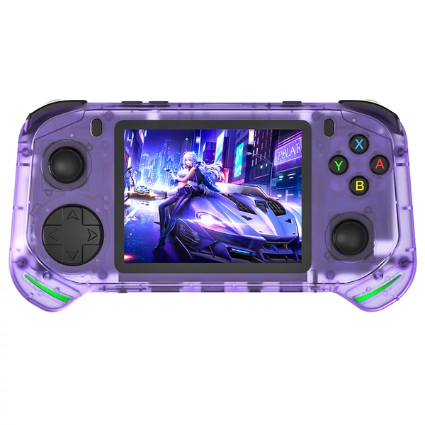 RX6H kézi játékkonzol, 64GB TF kártya, 3,5" kijelző, 20+ emulátor, 4 óra játékidő – Lila