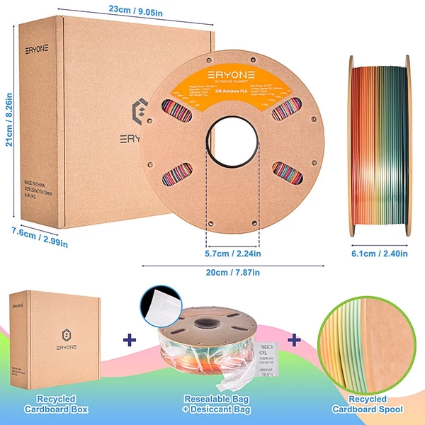 ERYONE Selyem PLA filament 1kg – Vízesés Szivárvány
